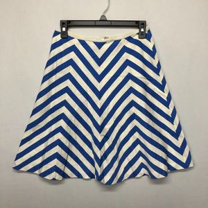 Talbots Women Chevron A-Line Skirt Size 2P 2 Petite Blue White M107 -16